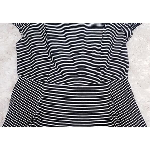 Janette Plus Cold Shoulder Striped Dress 1X Short Stretch Black & White - Picture 5 of 6